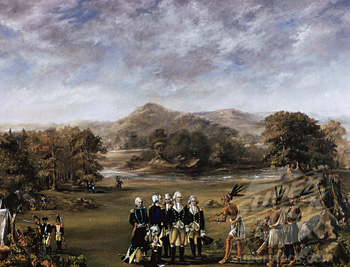 Treaty of Greenville, painted in 1805. The artist is unknown. but the style is that of the American School