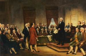 Junius Brutus Stearns 1856 painting of George Washington presiding at the 1787 Constitutional Convention.