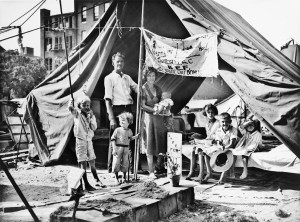 Homeless, unemployed World War veterans were joined by their families at Anacostia Flats.